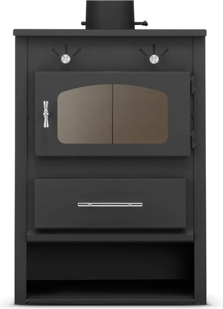 Kályha Samott Kandalló Szabadonálló Kályha Acél Kecske 7 kW Fekete Öntöttvas