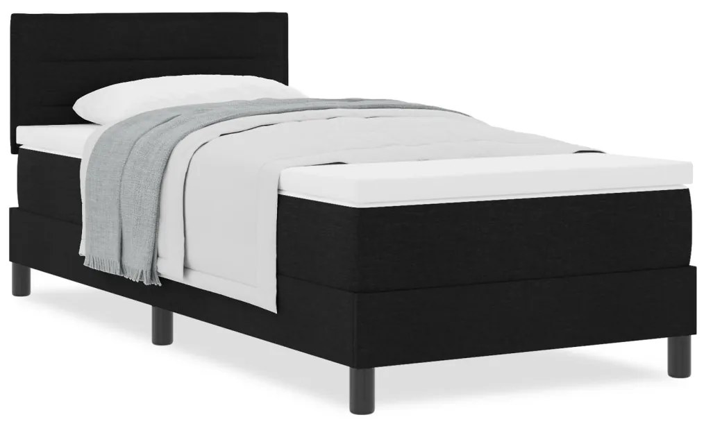 Boxspring Ágy Matracokkal Fekete 100x200 cm Szövet