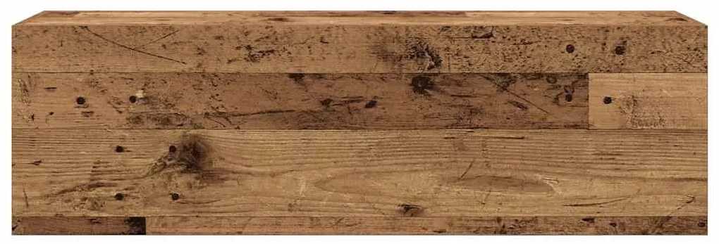 antik fa színű szerelt fa fali fürdőszobaszekrény 100x25x30 cm