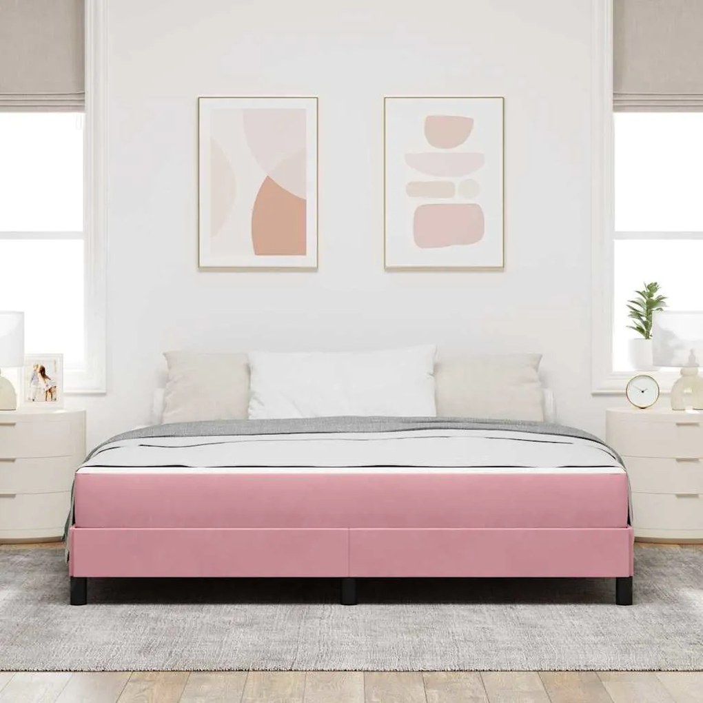 Boxspring ágy matraccal Rózsaszín 180 x 200 cm Bársony