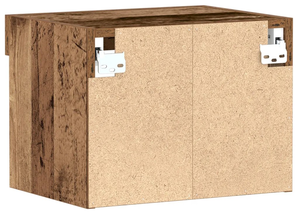 LED világítással ellátott faliszekrények 2 db Régi fa 40x30x30 cm