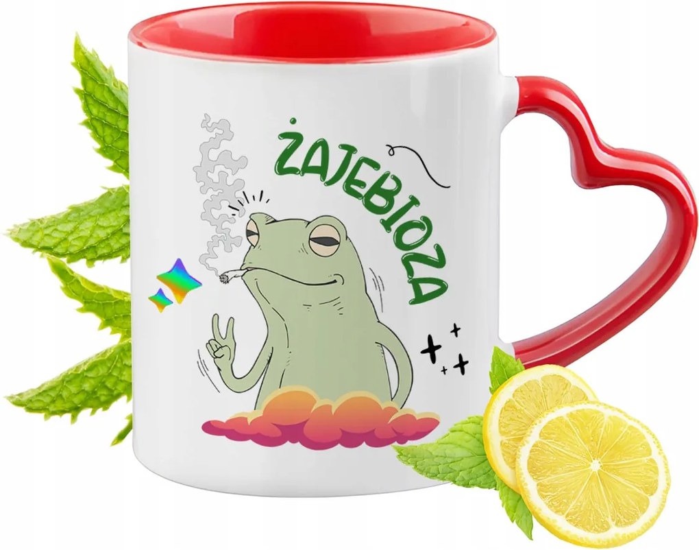 Vicces Piros Bögre Szív Alakú Füllel Ajándék