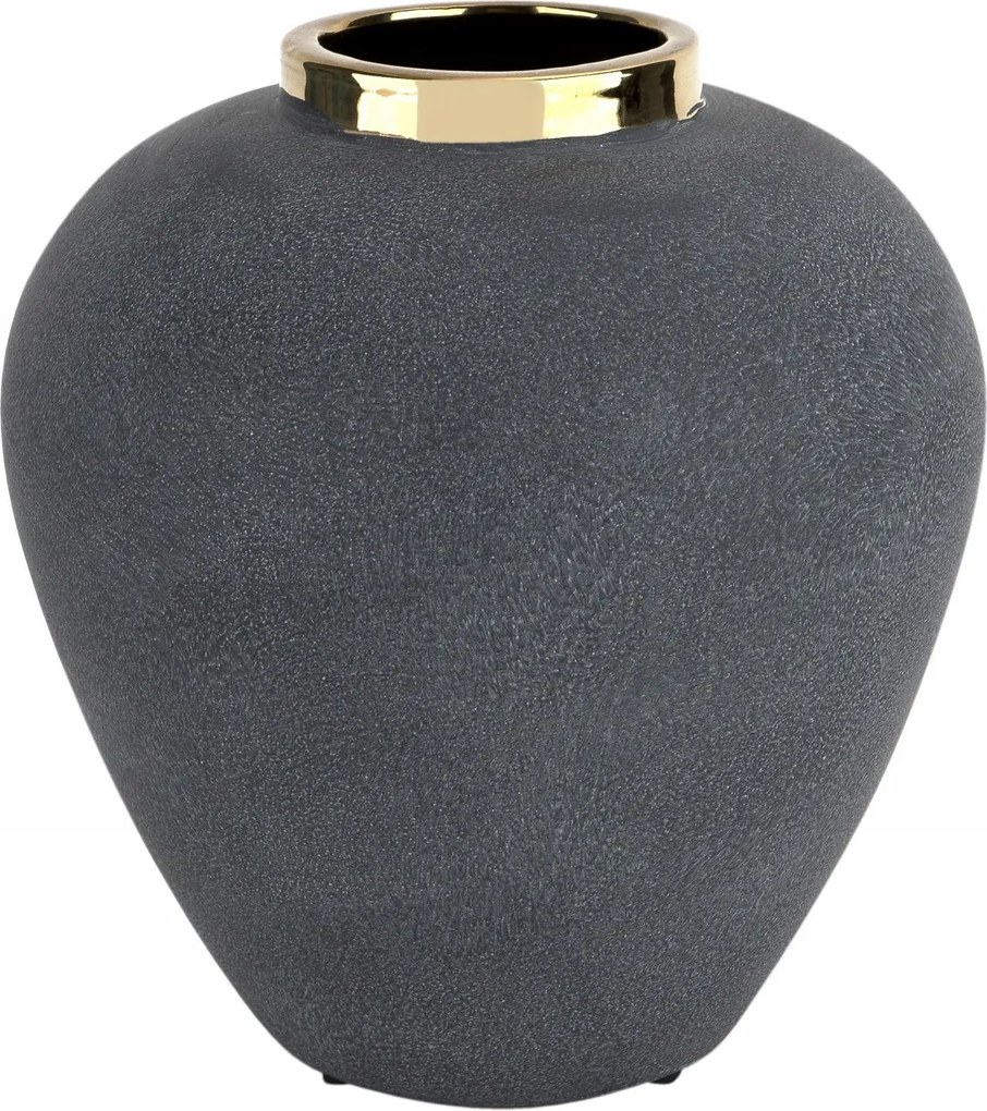 Kerámia váza 27 cm szürke-arany 179097, matt, elegáns dekoráció