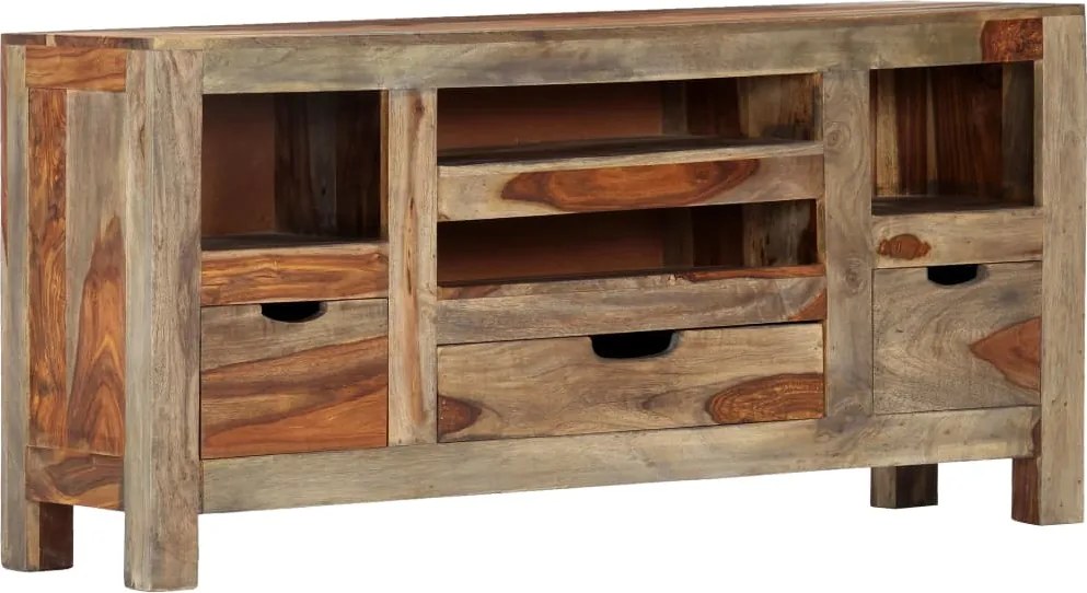 vidaXL szürke tömör akácfából tálalószekrény 100x30x50 cm