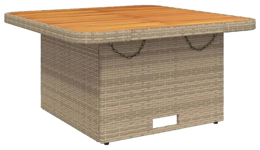 vidaXL bézs polyrattan és akácfa kerti asztal 80 x 80 x 71 cm