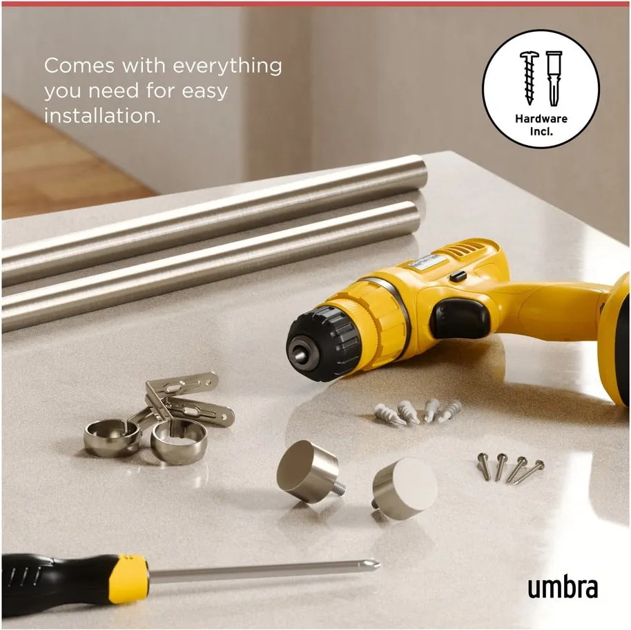 Rozsdamentes acél bővíthető függönykarnis 91 - 168 cm Cappa – Umbra