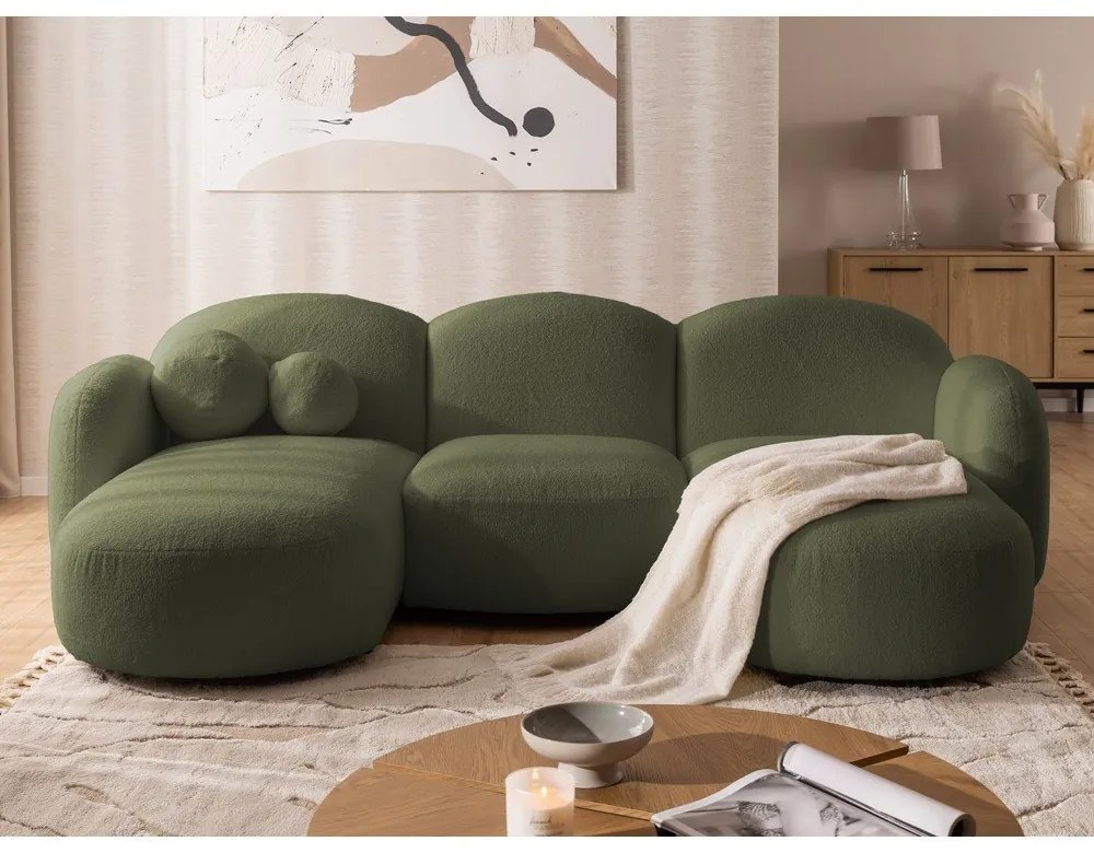 Zöld buklé (U alakú) sarokkanapé Orbit – Ropez
