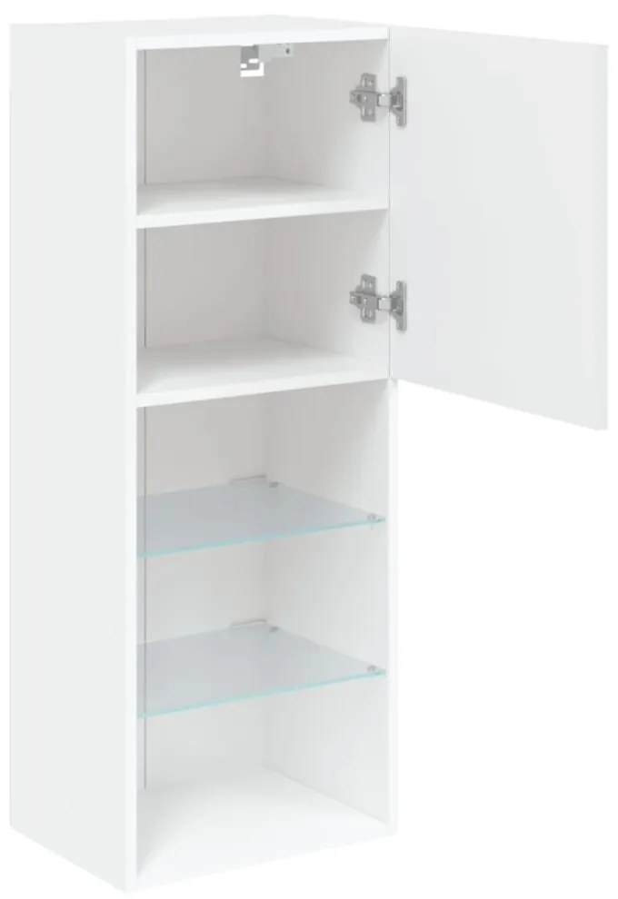 fehér TV-szekrény LED lámpákkal 40,5 x 30 x 102 cm