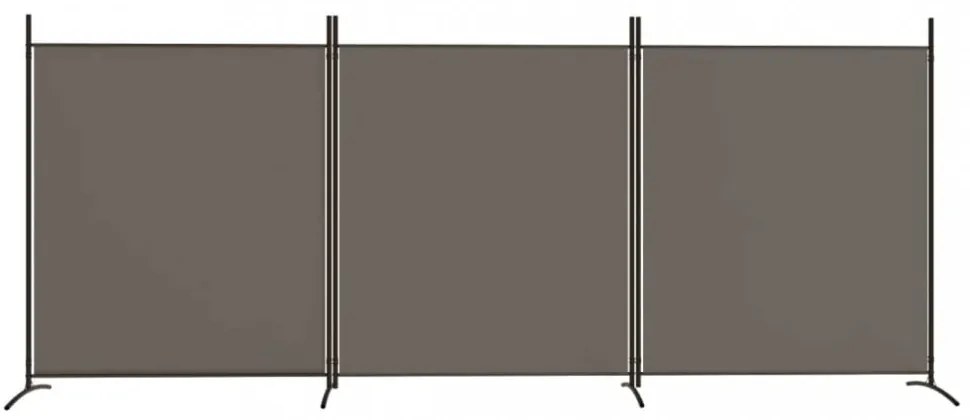 3 paneles antracitszürke szövet térelválasztó 525x180 cm