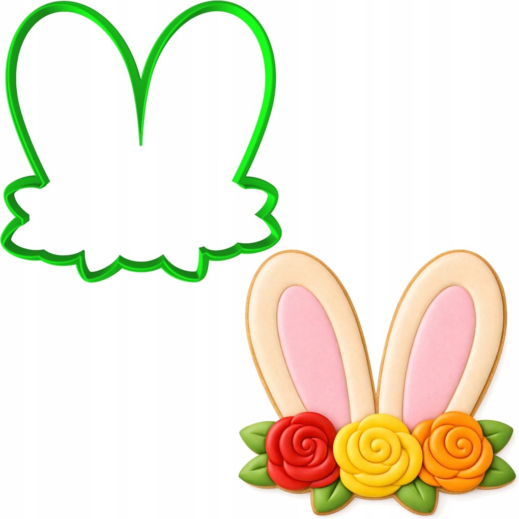 Húsvéti Forma Mézeskalács lyukasztó Húsvéti Nyuszi Fülek Nyuszi 10cm