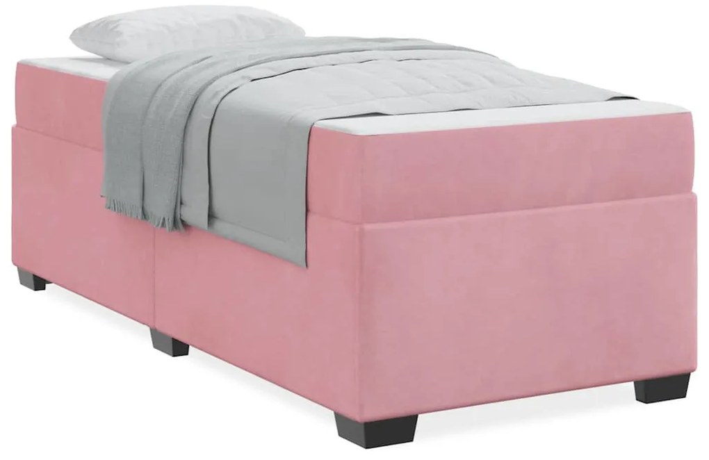 Ágykeret matraccal matracmal Rózsaszín 90 x 190 cm Bársony