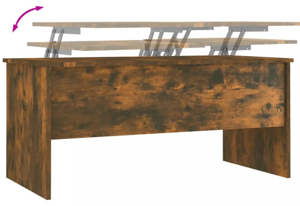 füstös tölgy színű szerelt fa dohányzóasztal 102x50,5x46,5 cm
