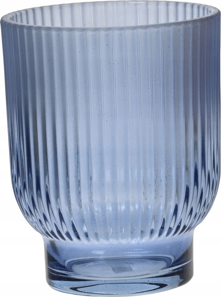 Dekoratív üveg gyertyatartó átlátszó bordázott színek 12,5cm 1db