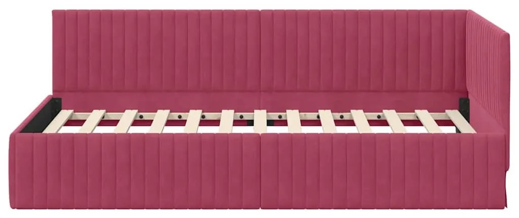 Sarokágy keret fejtámlával bordó 100 x 200 cm Bársony