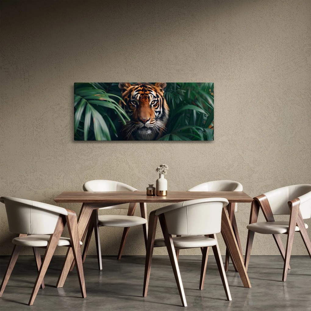 Kép - Egy tigris portréja a dzsungelben (120x50 cm)