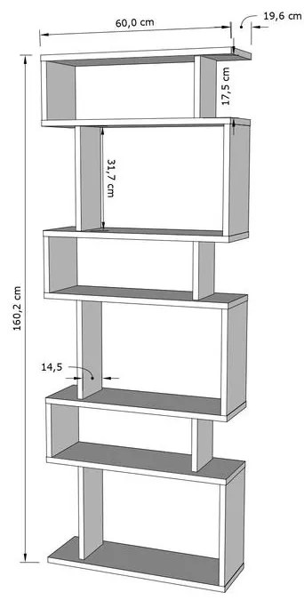 könyvespolc Bates - White, Oak