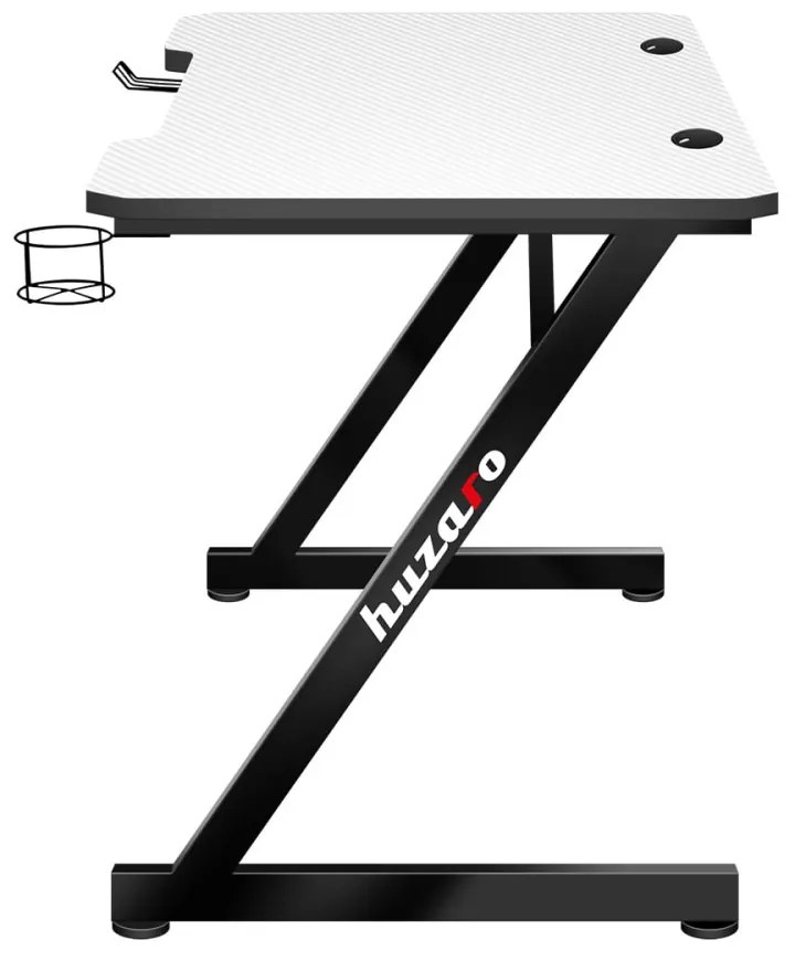 Gamer asztal fejhallgató és pohártartó fehér 120 cm x 60 cm