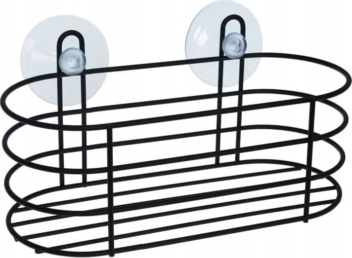 Praktikus Fürdőszobai Kosár Fekete Tapadókorongos Ovális