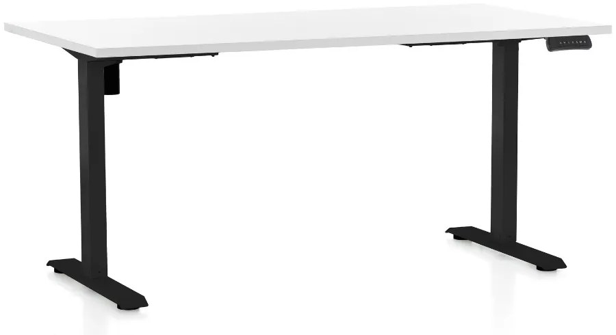 Állítható magasságú asztal OfficeTech B, 160 x 80 cm, fekete alap, fehér