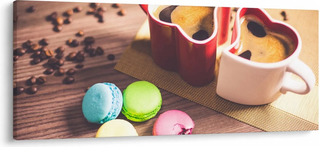Kávé és a macaroon képe (120x50 cm)