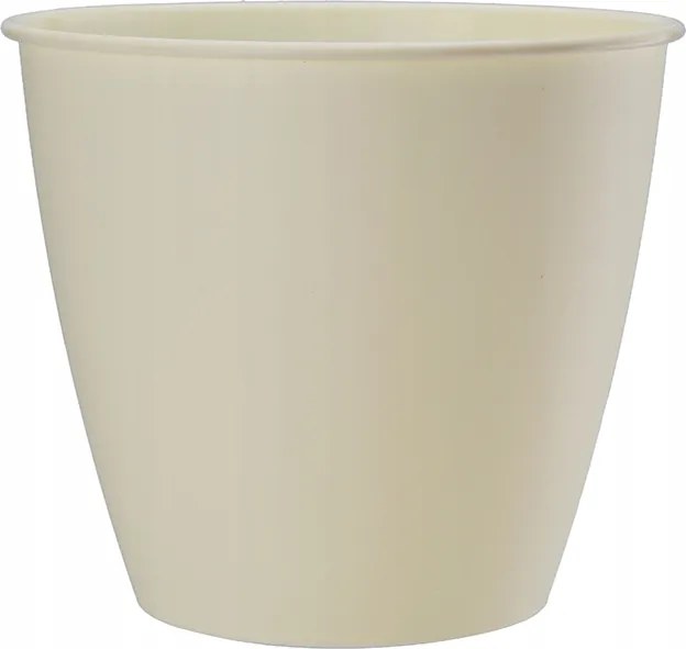 Krémszínű műanyag virágtartó 15 x 15 x 13,9 cm dekoratív