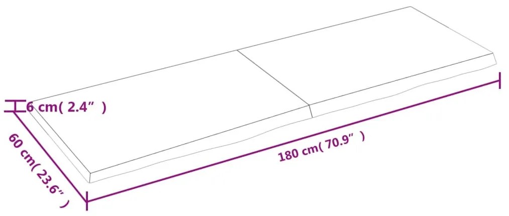 világosbarna kezelt tömör tölgyfa fali polc 180 x 60 x (2-6) cm