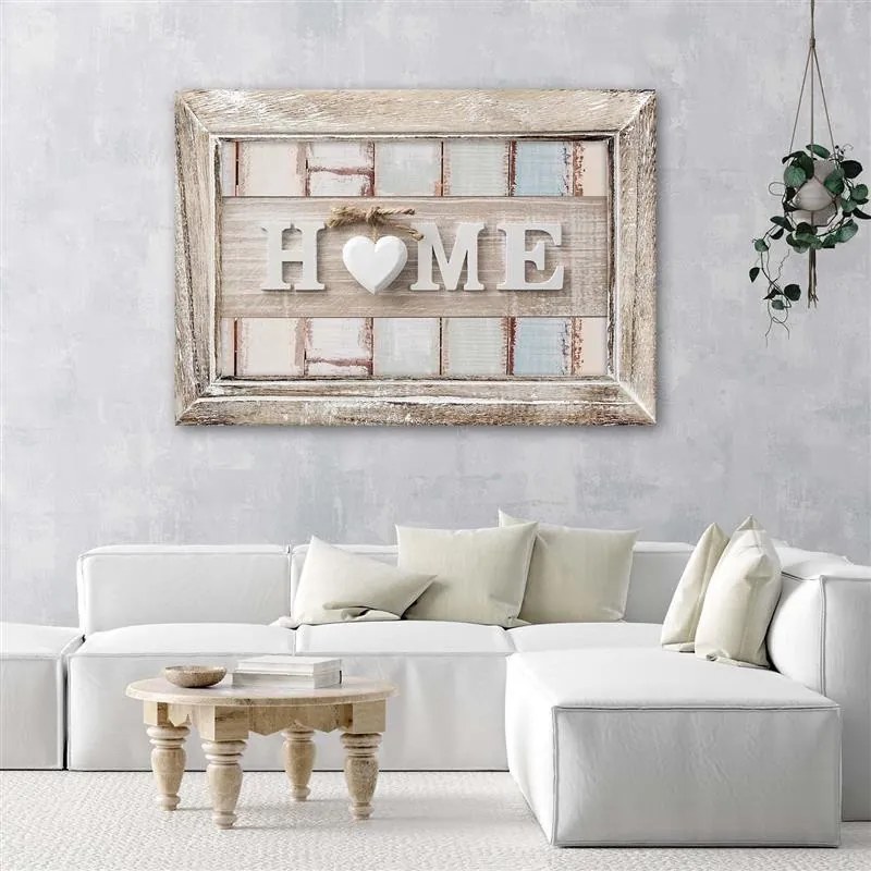 Gario Vászonkép Vintage stílusú szívvel Home felirat Méret: 100 x 70 cm