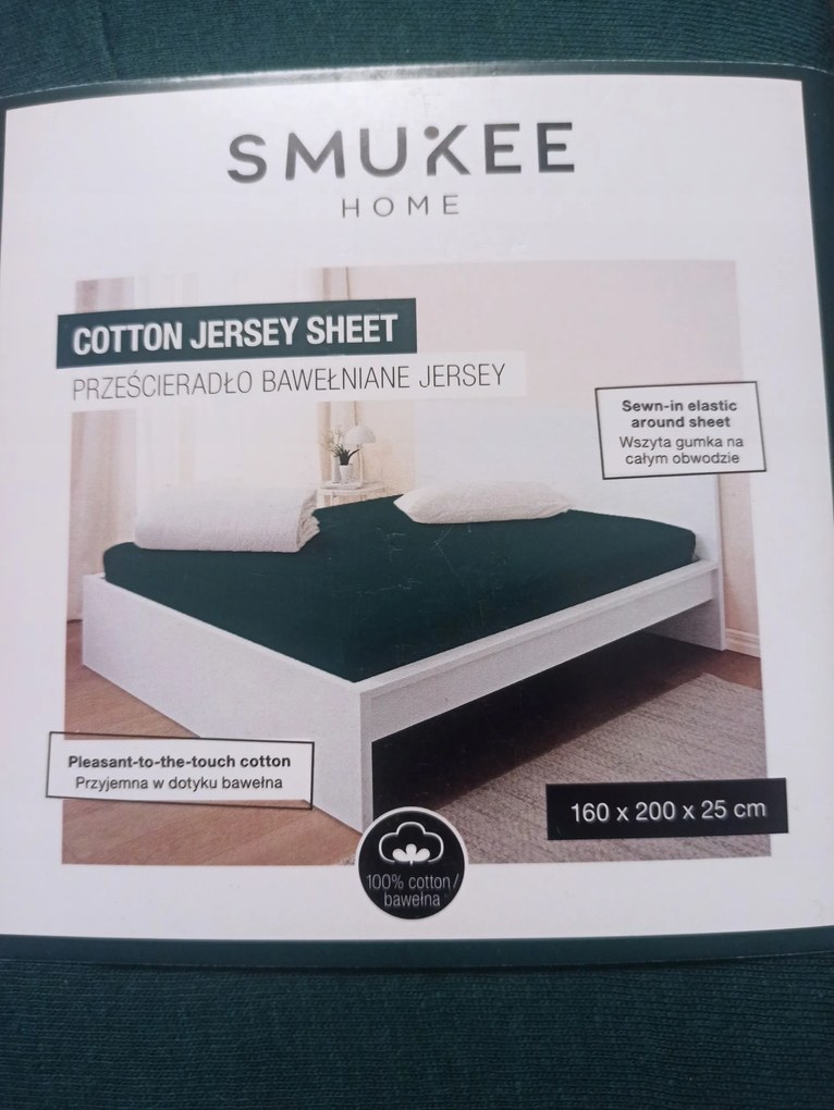 Gumis pamut jersey lepedő 160x200 zöld