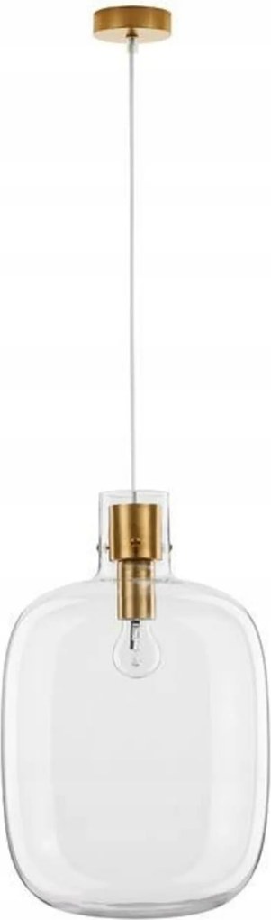 Nova Luce függeszték Cinzia átlátszó üveg fehér kábel sárgaréz arany fém E2