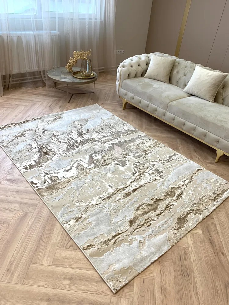 Sunset márvány mintás szőnyeg 8435 (Beige) 60x110