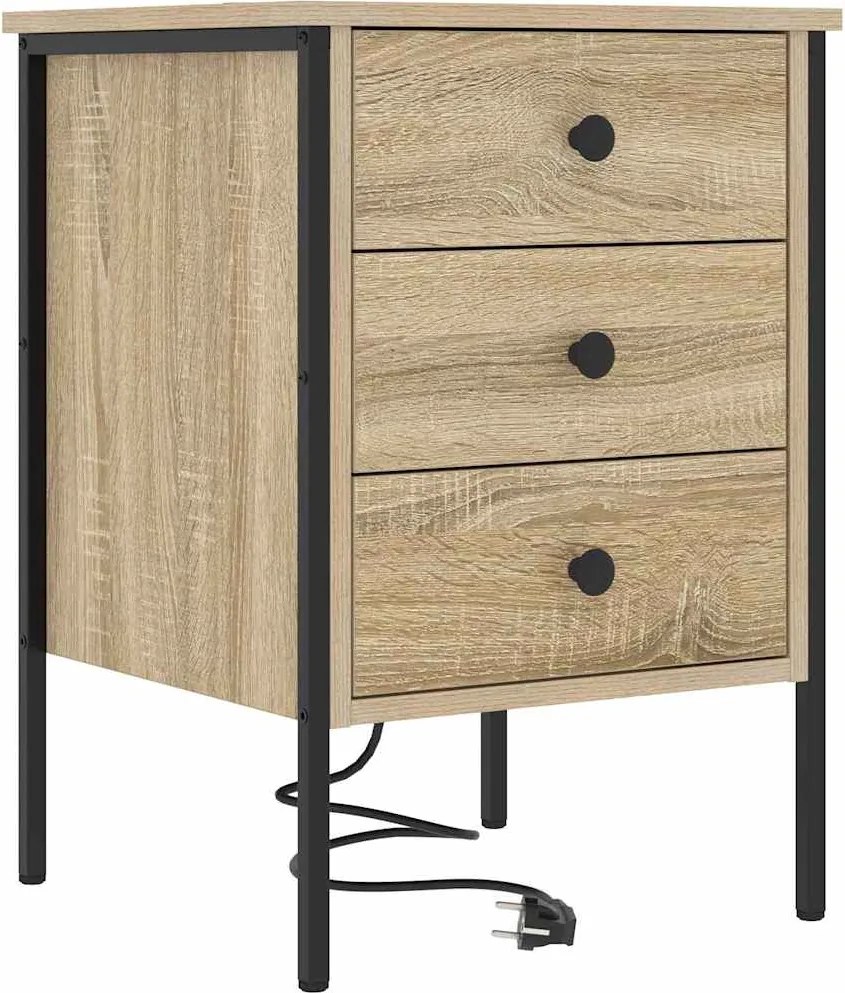 vidaXL Éjjeliszekrény fiókkal Sonoma tölgy 42 x 41 x 61 cm Faanyag