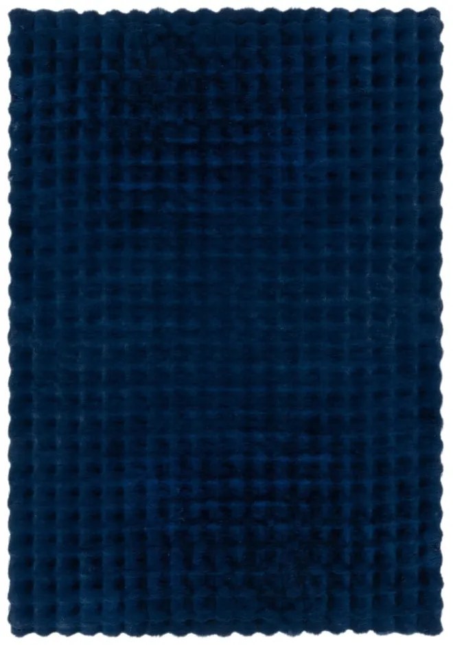 Sötétkék szintetikus szőrme szőnyeg 120x170 cm Waffle Faux Fur – Flair Rugs