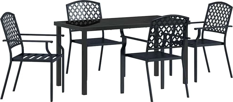 vidaXL Kert étkező szett 5 pcs Antracit Porszórt acél