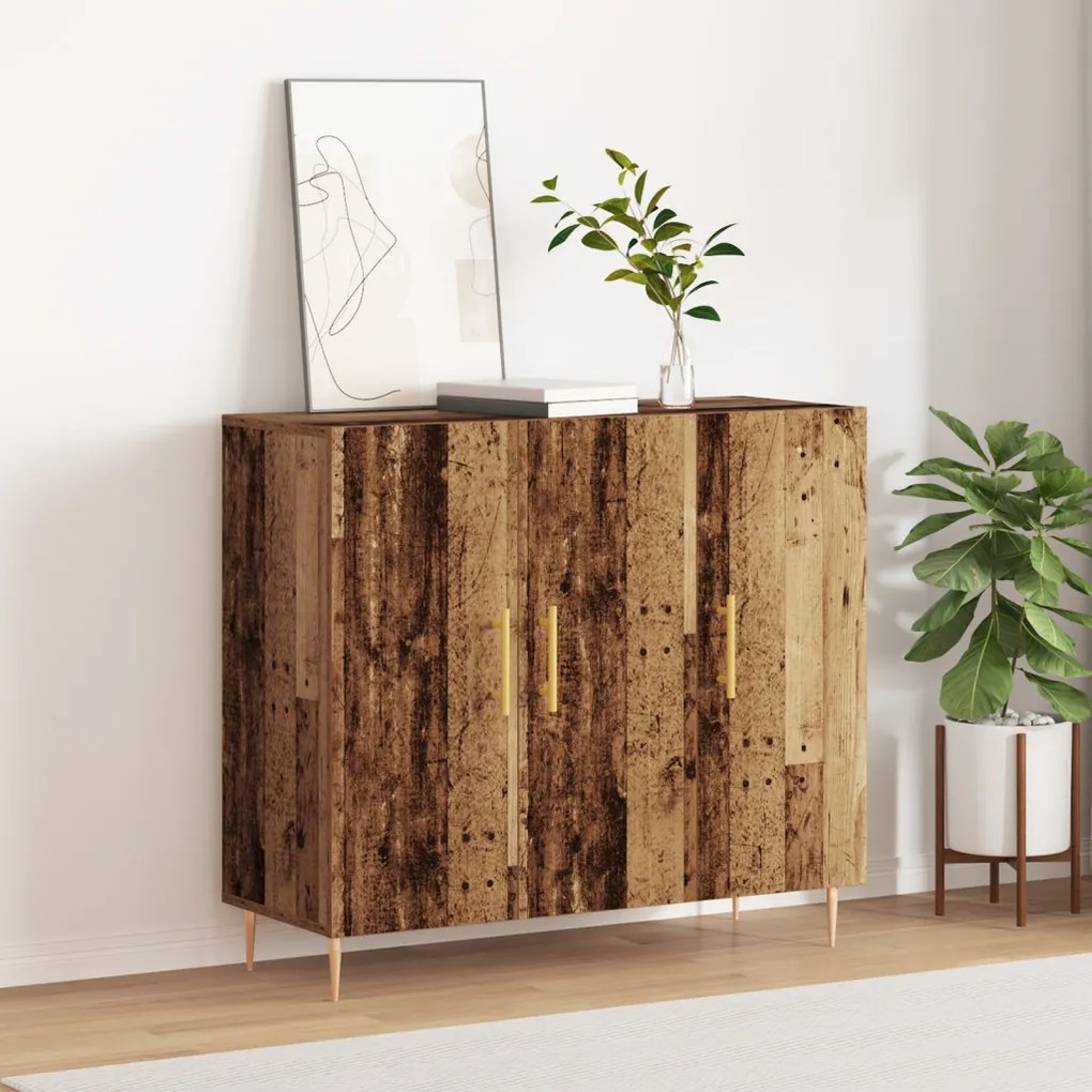 oldalajtó régi fából, 90x34x80 cm, tömör újrahasznosított