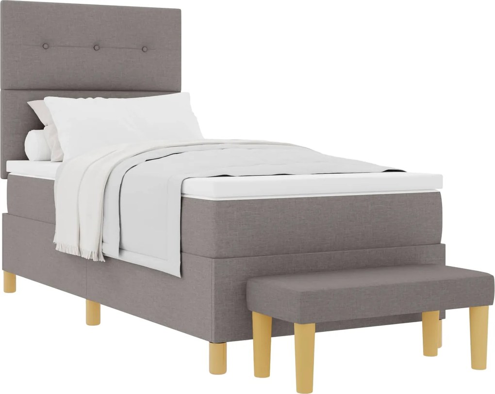 vidaXL Boxrugós ágy matracmal fejtámlával Tópszínű 90 x 200 cm szövet