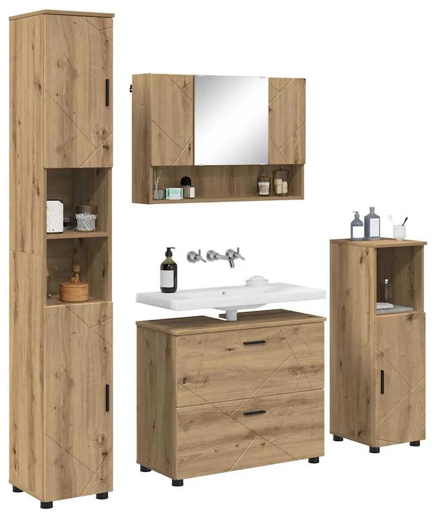 Fürdőszoba bútor szett 4 pcs kézműves tölgy 30 x 35 x 192 cm