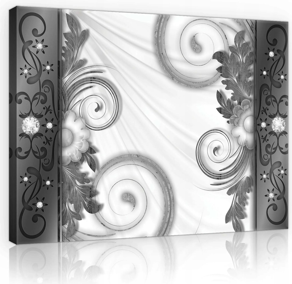 Vászonkép 60x40 Elegáns Kristály Virágok a Glamour Stílusú Nappaliba