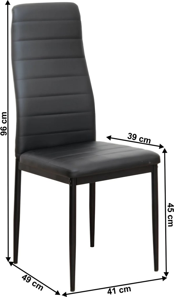 Szék, fekete műbőr/fekete fém, COLETA NOVA
