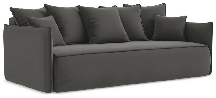 Sötétszürke bársony kinyitható-tárolóhelyes kanapé 225 cm Hula – Makamii