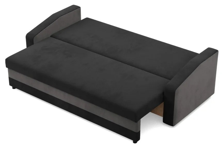 Hewlet kanapéágy, szövet anyag, bonell töltet, fekete - szürke