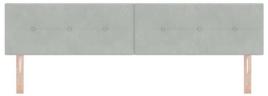 LED Főnök Fejtámla Gomb Tűzött Világosszürke 100 cm Bársony