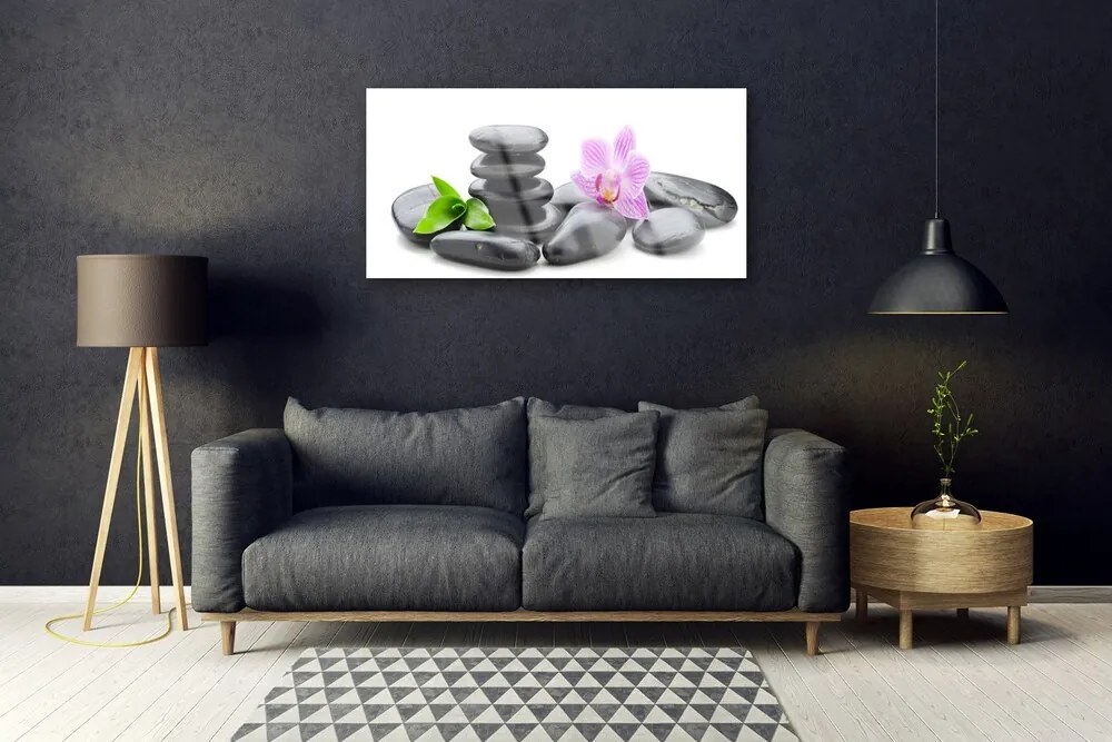 Akril üveg kép Virág Zen kövek 120x60 cm