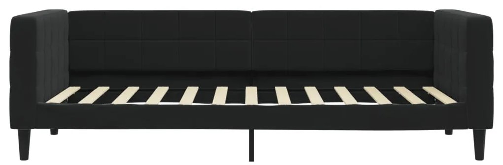 fekete kihúzható bársony heverő fiókkal 100 x 200 cm