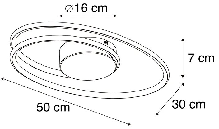 Design mennyezeti lámpa arany LED-del, 3 fokozatú fényerő-szabályozóval - Rowan