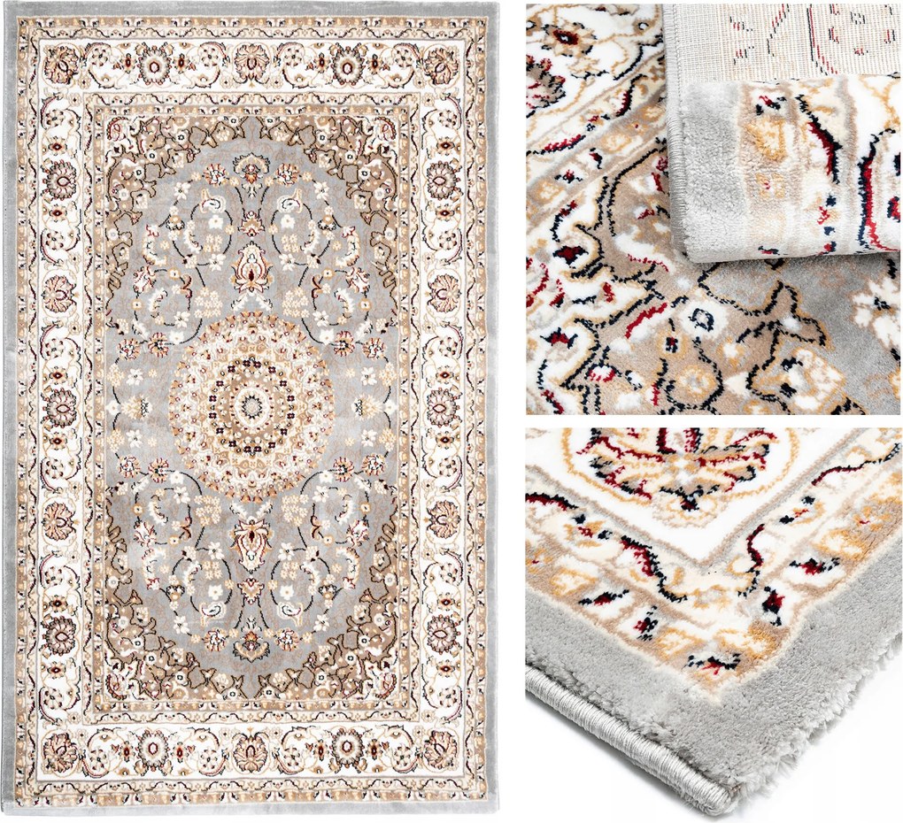 Nappali Szőnyeg Hagyományos Vintage Retro Nagy Divatos Minta 200x290cm Szürke