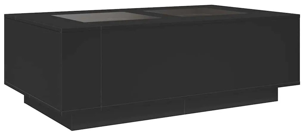 fekete végtelen hatású LED-es dohányzóasztal 116 x 69 x 40 cm