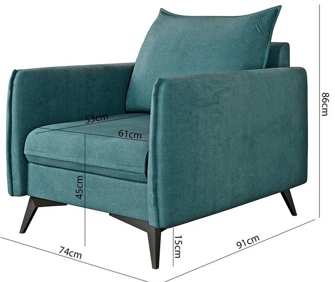 Petróleumkék fotel Juli Bis – Ropez