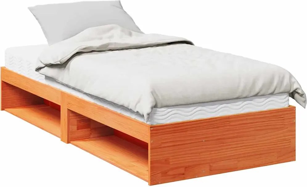 vidaXL nappali ágy matraccal viaszbarna 100x200 cm tömör fa fenyőfa