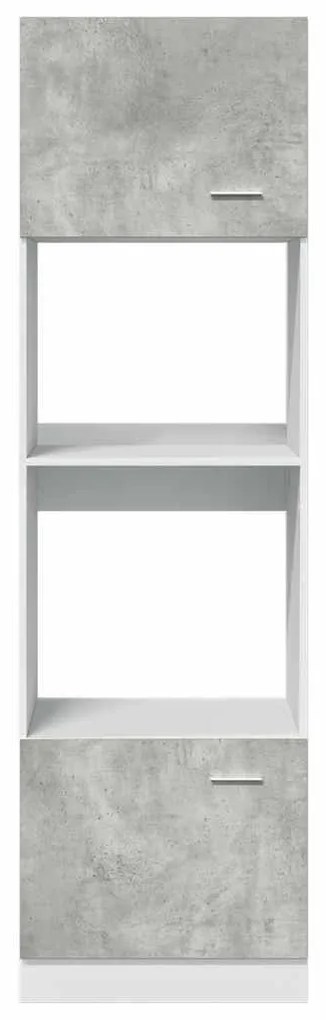betonszürke forgácslap mikrohullámú sütő szekrény 60x57x207 cm
