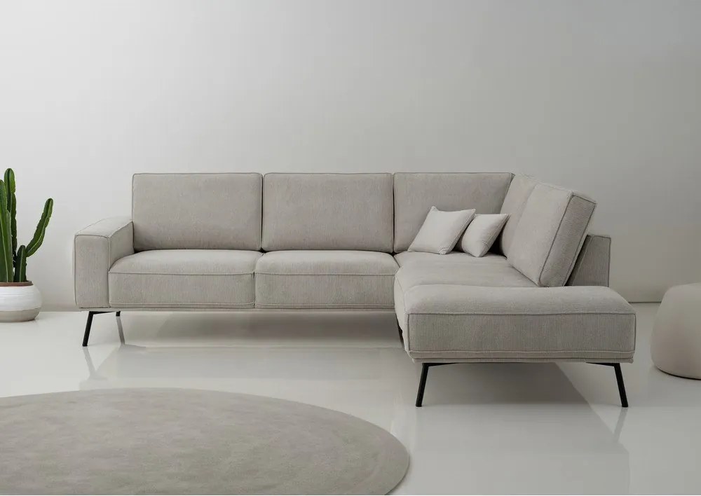 Szürkésbézs zsenília sarokkanapé (jobb oldali-L alakú) Amsterdam – Scandic
